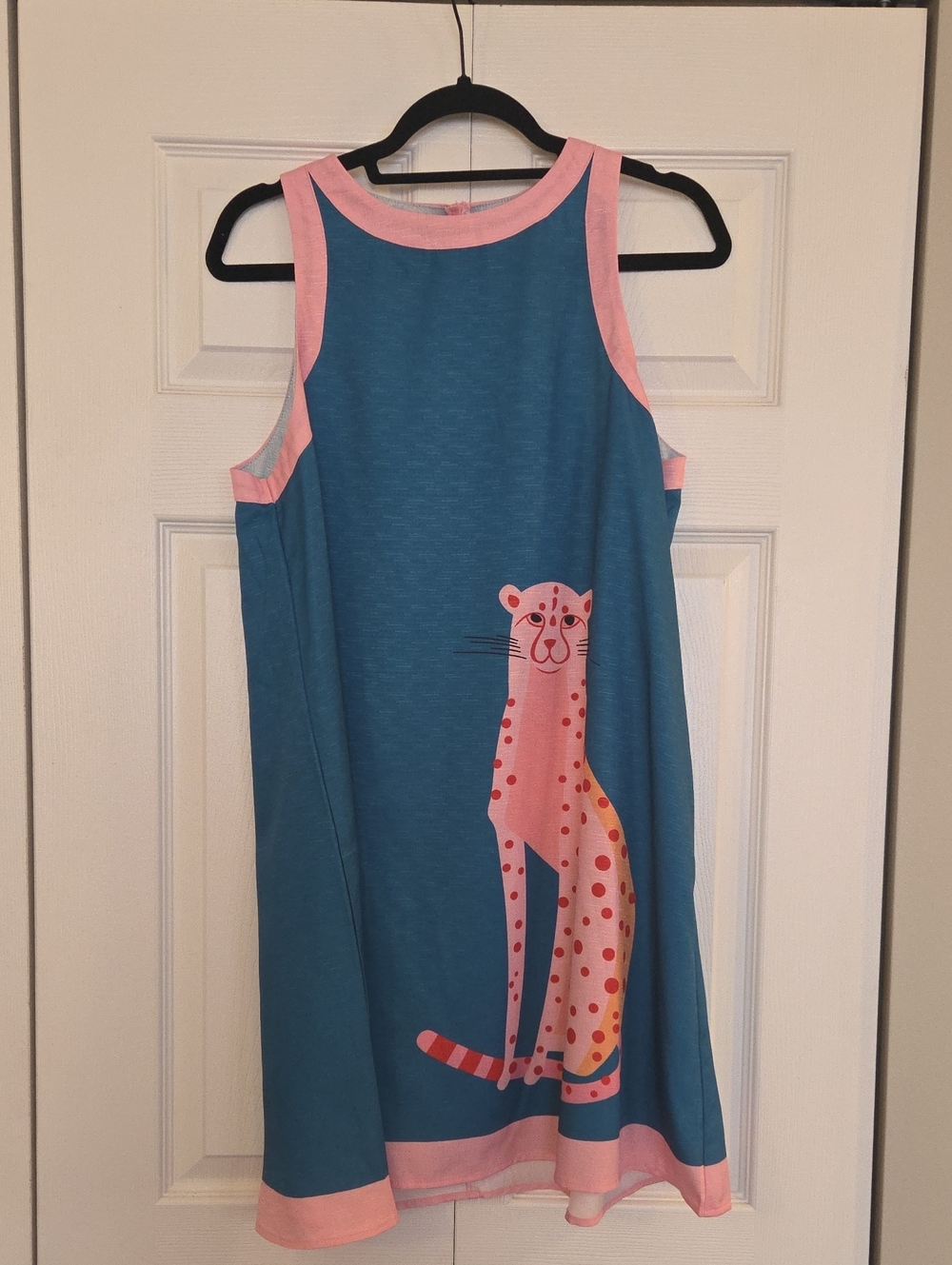 Blue and Pink Sleeveless Cheetah Dress